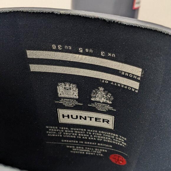 Hunter Boots Original Tall Gloss Rain Boots, Graphite, Womens 5 M - Picture 6 of 8